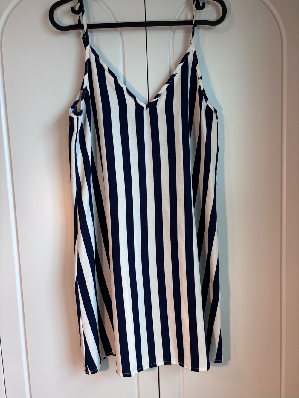 SHEIN Navy & White Vertical Stripe Slip Mini Dress